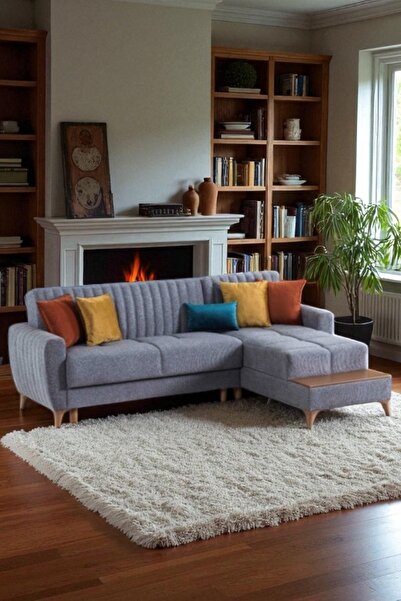 nikshop Boston Yataklı Köşe Koltuk Takımı - Gri