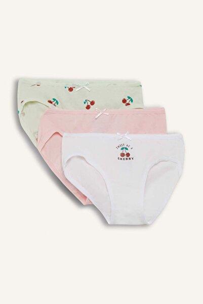 DeFacto Girl's Fruit Patterned 3-Piece Slip Panties F8583A825Au