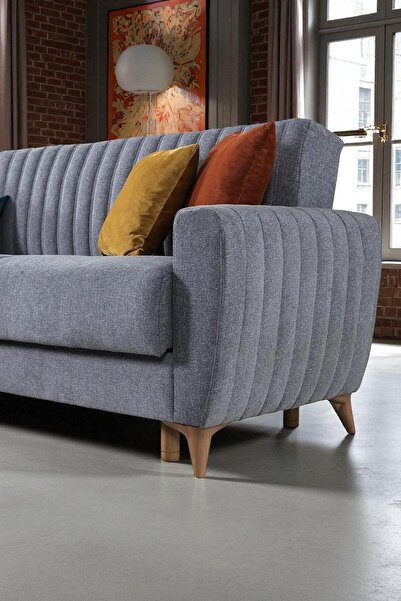 nikshop Boston Yataklı Köşe Koltuk Takımı - Gri