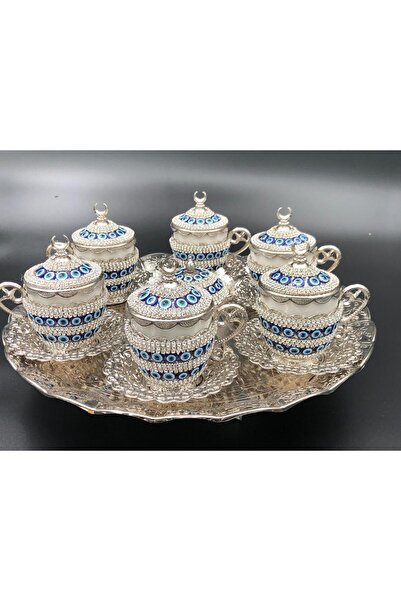 Ceyyiz طقم فناجين قهوة فضية عين الشر مرصعة بالكريستال