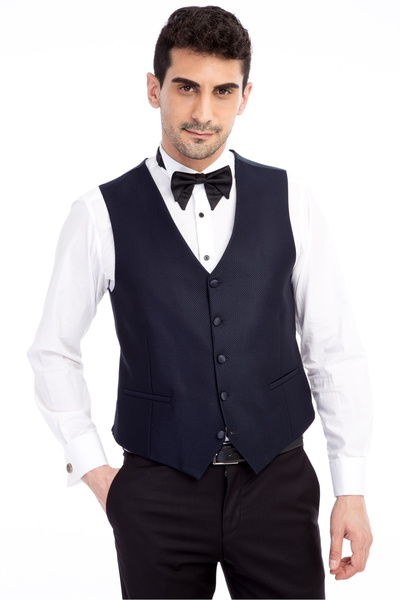 Kiğılı Slim Fit Slim Fit Vestă cu model cu guler ascuțit și smoking și costum de mire