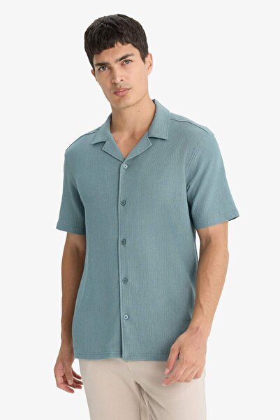 DeFacto Modern Fit Polo Yaka Penye Kısa Kollu Gömlek C4125AX25SM