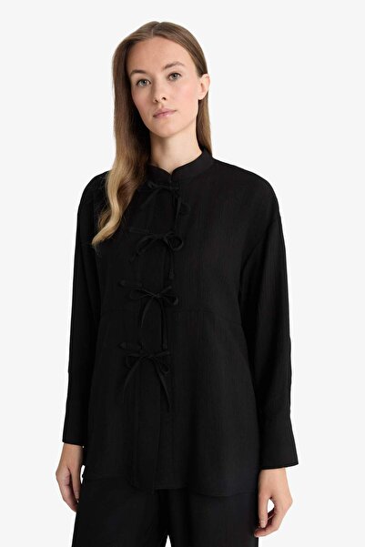 DeFacto Regular Fit Krinkıl Kumaş Uzun Kollu Tunik F9919AX25AU