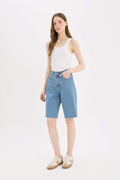 DeFacto High Waist Jean Bermuda Shorts E0709Ax25Sm
