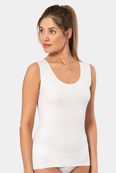 TÜREN Women's Laser Cut Cotton Undershirt 906/White