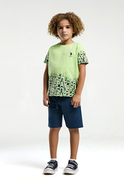 U.S. Polo Assn. Fiú zöld bermuda öltöny