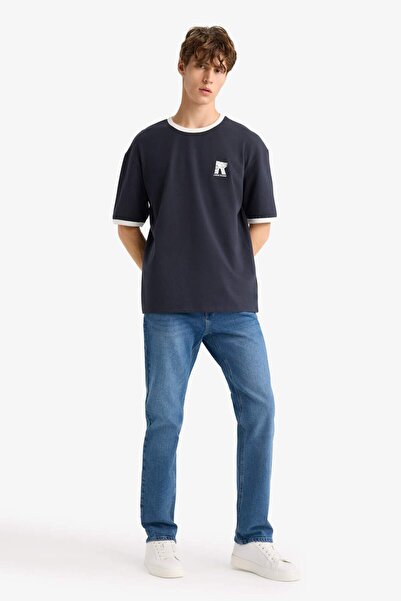 DeFacto Μπλουζάκι με κοντό μανίκι με στάμπα με λαιμόκοψη G0001AX25HS