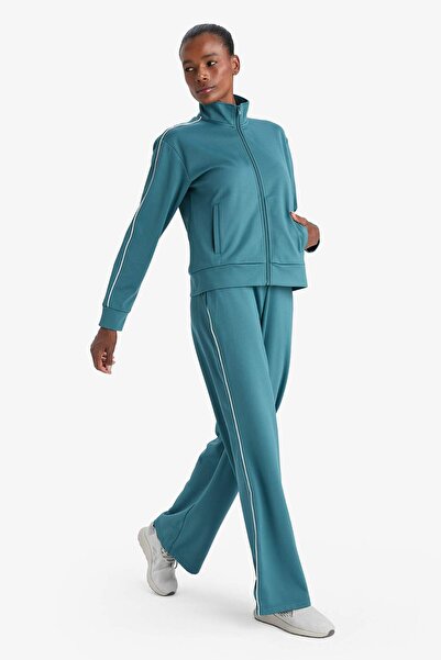 DeFacto Defactofit Wide Leg Wide Leg with Pockets Ribbed Standard Length Inside Soft Furry Sportsman Pants F3846Ax25