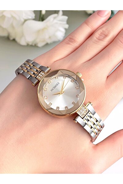 Homies ساعة يد نسائية بسوار فولاذي، مع علبة هدايا وسوار هدية