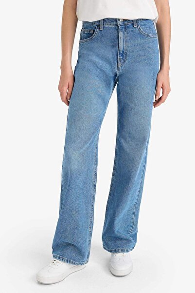 DeFacto 90's Wide Leg Yüksek Bel Düz Paça Uzun Jean Pantolon F1704AX25AU