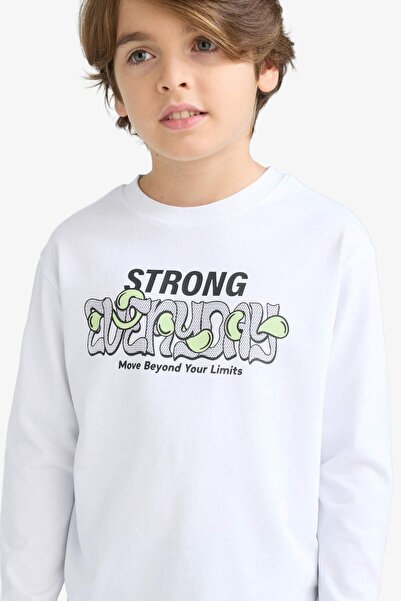 DeFacto Boy's Crew Neck Printed Long Sleeve T-Shirt E9498A825Au