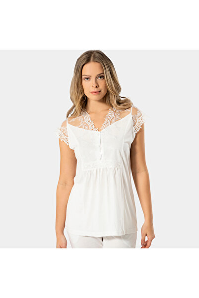 TÜREN Set pijamale de maternitate pentru femei 3294/crem