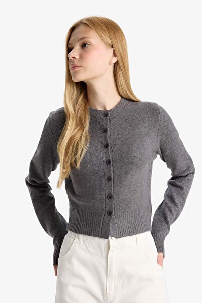 DeFacto Coool Slim Fit Dar Kesim Bisiklet Yaka Düğmeli Triko Hırka E8236AX25WN