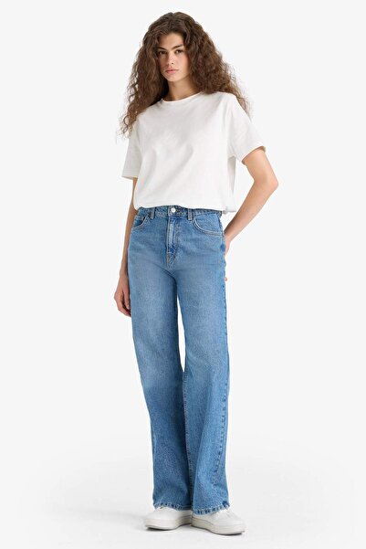 DeFacto 90's Wide Leg Yüksek Bel Düz Paça Uzun Jean Pantolon F1704AX25AU