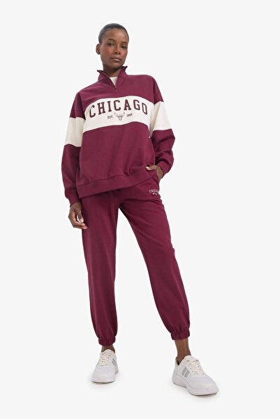 DeFacto Defactofit Nba Chicago Bulls Oversize Gwide Fit Half Zipper Athlete Sweatshirt E8946Ax25Au