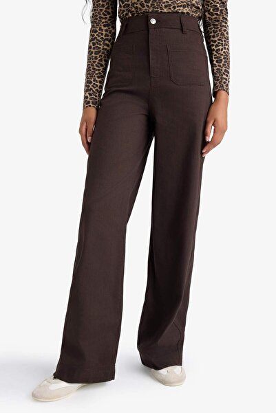 DeFacto Straight Fit Yamalı Cep Normal Bel Düz Paça Uzun Boy Gabardin Pantolon F8304AX25AU
