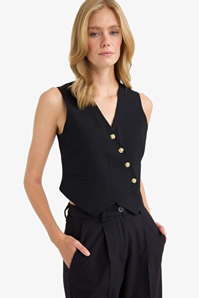 DeFacto Regular Fit V Yaka Blazer Yelek D4568AX25AU