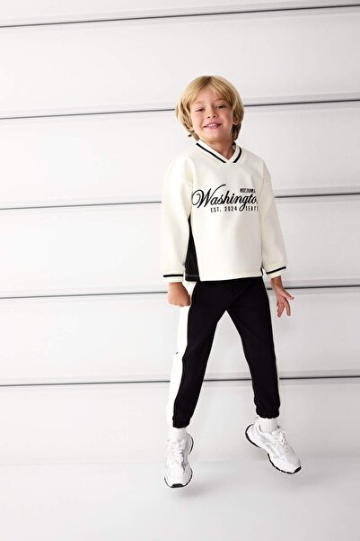 DeFacto Set 2 piese pentru bebelusi baieti, hanorac imprimat, pantaloni de tr...