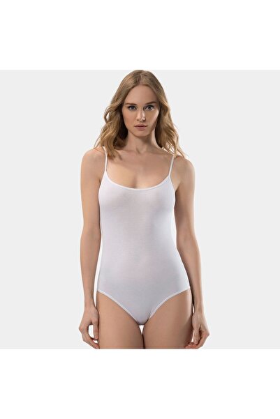 TÜREN Women's String Strap Cotton Underwire Bodysuit 284/White
