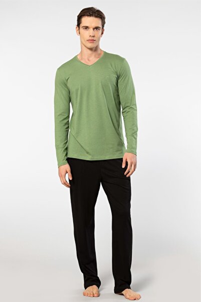 Cacharel Ανδρικό μακρυμάνικο σετ πιτζάμες Modal 2237/Πράσινο