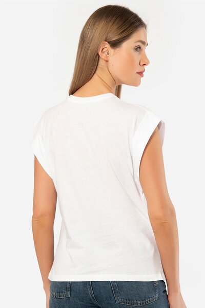 TÜREN Tricou pentru femei cu aspect vatka 3401/Alb