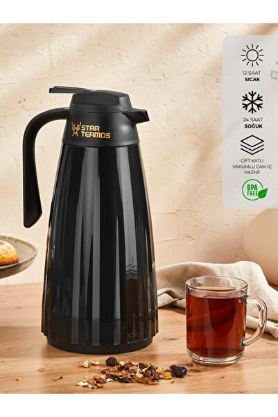 Star Termos Zagana Serisi 1.5 Litre Cam Termos - Siyah
