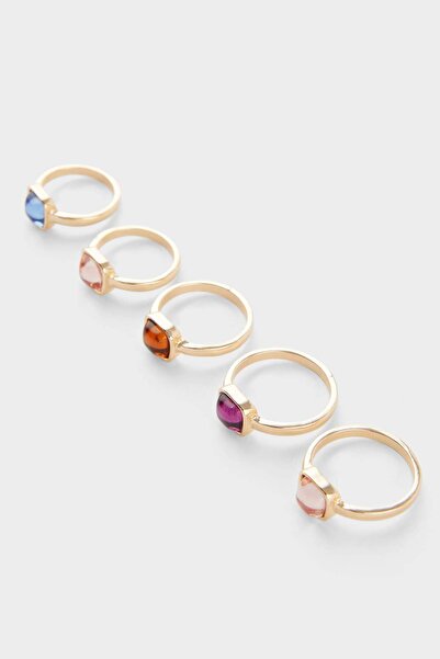 DeFacto Women's 5-Stone Gold Ring F6621Axns