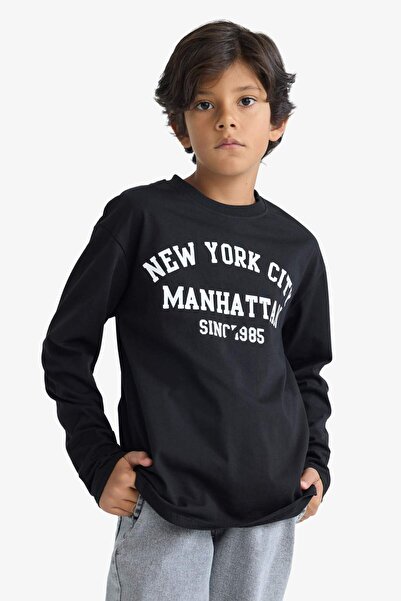 DeFacto Boy's Crew Neck Printed Long Sleeve T-Shirt E9514A825Au