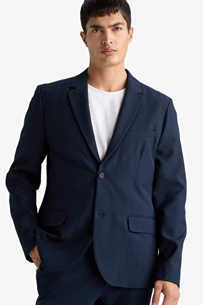DeFacto Slim Fit Slim Fit Twill Buttoned Blazer Jacket F7232Ax25Au