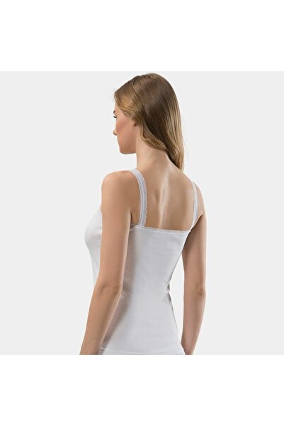 TÜREN Women's Lace Strap Camisole 2-Pack Cotton Undershirt 200/White