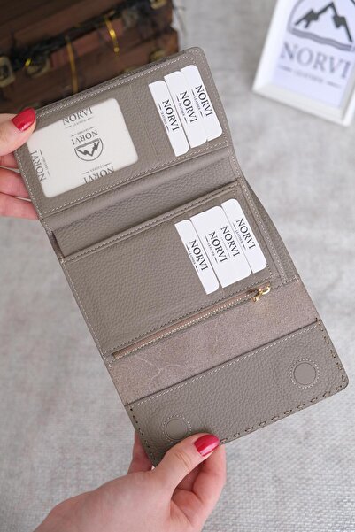 Norvi Leather محفظة نسائية من الجلد الطبيعي متعددة الأقسام مخيطة من ساراسيي، ...