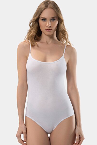 TÜREN Women's String Strap Cotton Underwire Bodysuit 284/White