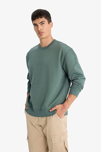 DeFacto Relax Fit Crew Neck Thick Inside Soft Furry Basic Plain Sweatshirt T5139Az25Au