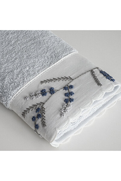 Ecocotton Глибокий рушник для обличчя 100% органічна бавовна з ручною вишивкою кремовий 50x90 см