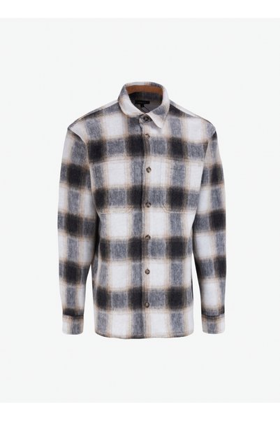 FABRIKA COMFORT Basic Shirt Collar Plaid Brown Men's Shirt Fc4Wm-Gml 2606