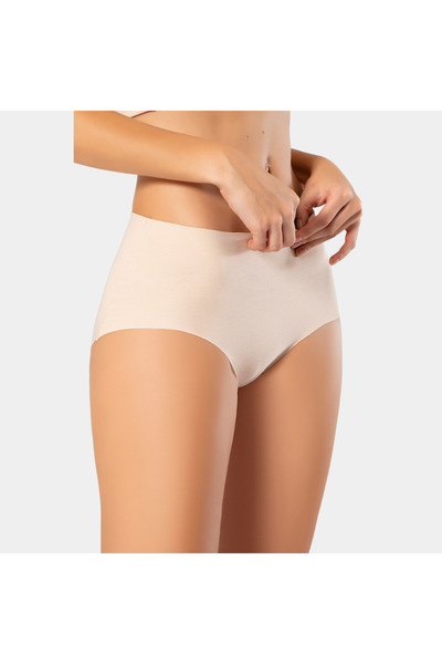 TÜREN Women's Laser Cut Cotton High Waist Hipster Panties 911/Skin