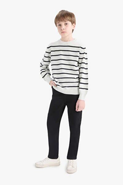 DeFacto Erkek Çocuk Bisiklet Yaka Çizgili Triko Kazak F0962A825WN
