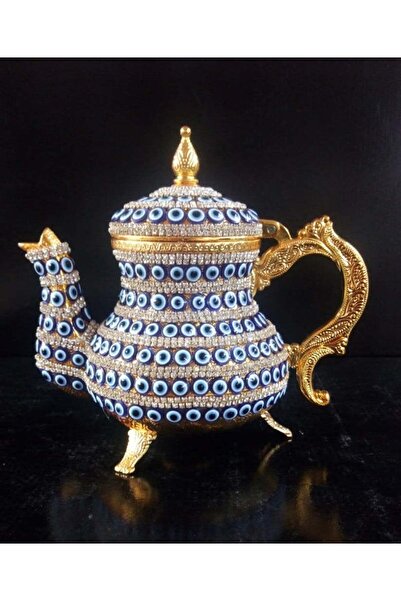 NazikEndam Medium Size Copper Teapot with Evil Eye Beads