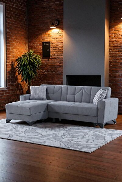 nikshop Mons Yataklı Köşe Koltuk Takımı - Gri