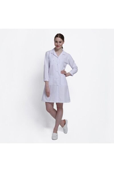 ONURTEKS İŞ ELBİSELERİ Onurteks Women Classic White Doctor Coat Nurse Pharmacist Teacher Laboratory Alpaca Fabric