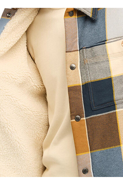 Timberland Cămașă pentru bărbați, crem, cu guler plat, talie normală, model normal TB0A6UX2EI21_Sherpa Lined Plaid Ove