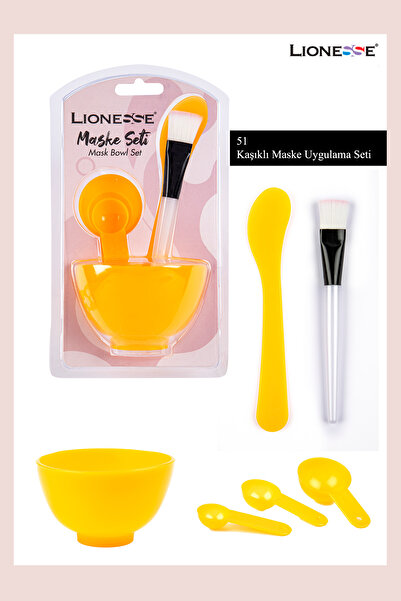 Lionesse Maske Seti 51 Turuncu – Karıştırma Kabı, Uygulama Fırçası ve Ölçü Kaşığı