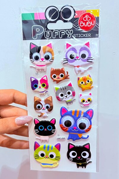 Bubu Bu-Bu Puffy Stickers Oynar Gözlü Kedi