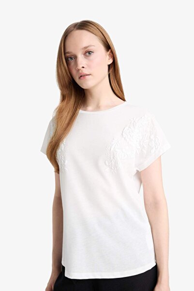 DeFacto Crew Neck Puff Printed Short Sleeve T-Shirt F9588Ax25Au