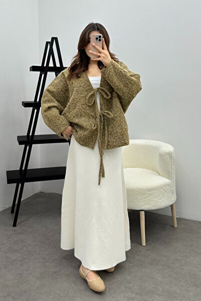 Bipantolon Women's Camel Lace Detailed Imported Cashmere Jacket