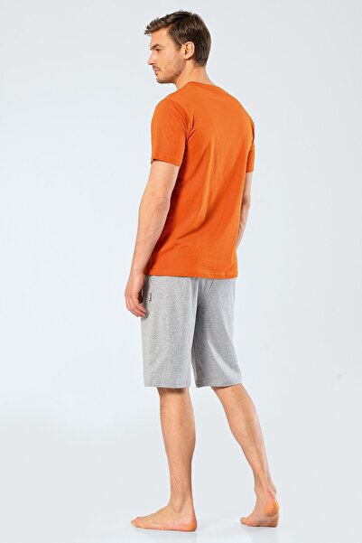 Cacharel Men's Printed V-Neck Bermuda Shorts Pajama Set 2199/Tile