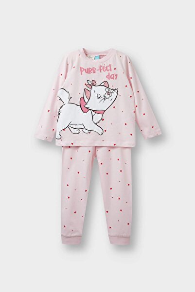 DeFacto Kız Bebek Aristocats Pijama Takımı Uzun Kollu Üst Uzun Alt F4589A525AU