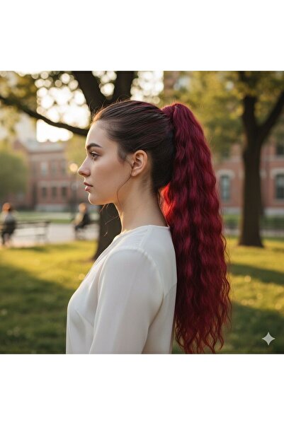 Mina Peruk Lastik Tokalı At Kuyruğu Kabarık Afro Dalgalı - Kızıl