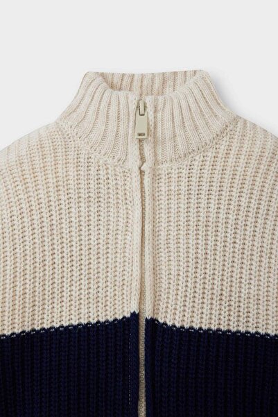 DeFacto Baby Boy Color Block Stand Collar Zippered Knitwear Cardigan F2350A525Au