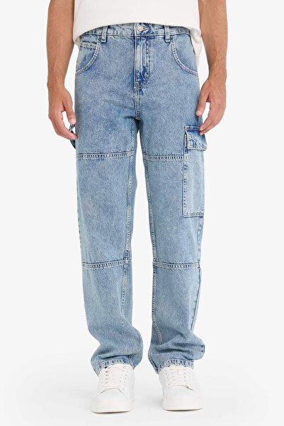 DeFacto 100% βαμβακερό παντελόνι τζιν με φαρδύ πόδι με τσέπες Cargo F2987AX25AU